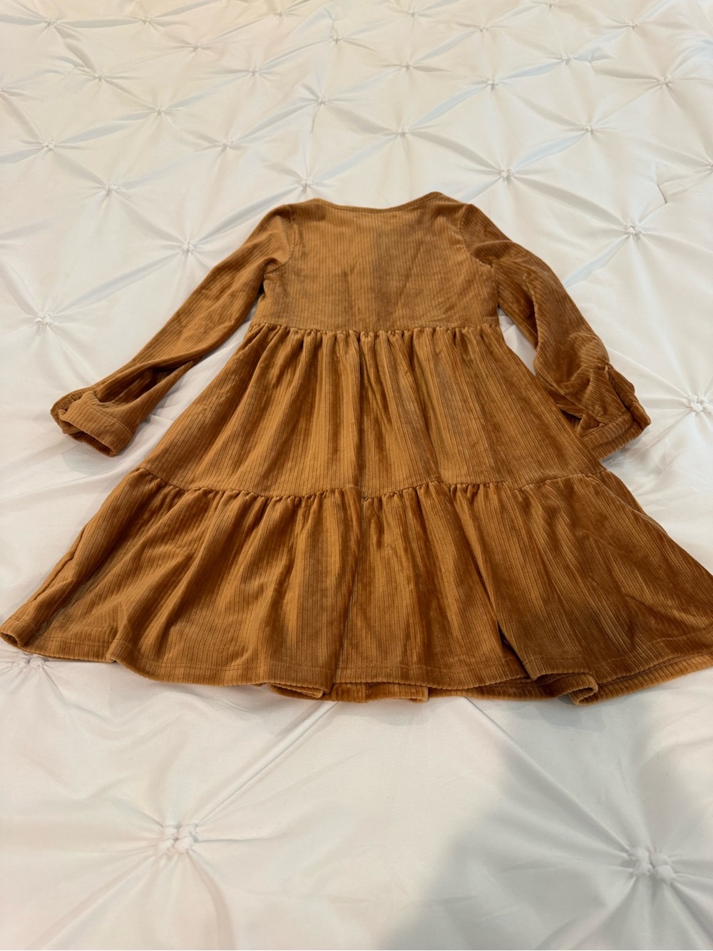 Kids 6T Biscotti Collezioni Brown Corduroy Tiered Button-Front Dress Kids Size 6 - Picture 4 of 9